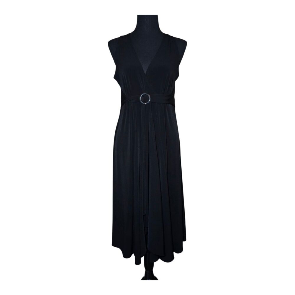 Michael Kors Women’s Black Sleeveless V-Neck Midi Dress Size Large Stretch